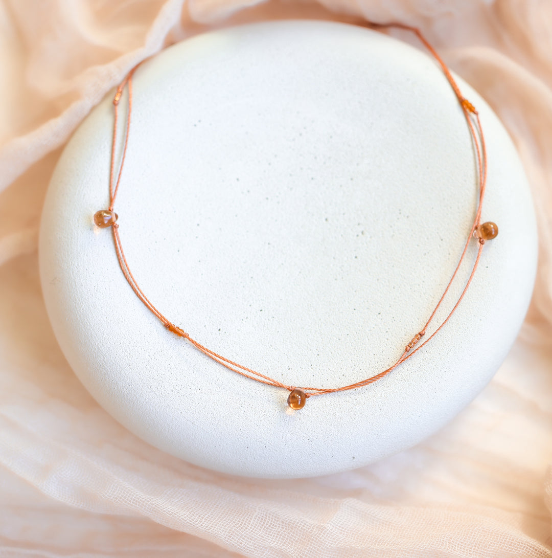 Dainty Rust Brown Teardrop Choker Necklace