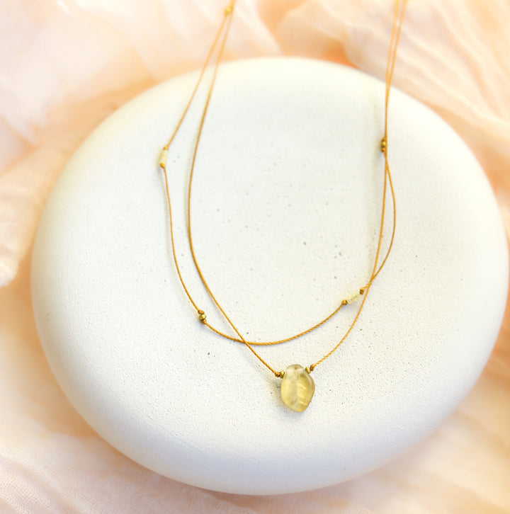 Layered Honey Brown Leaf Necklace