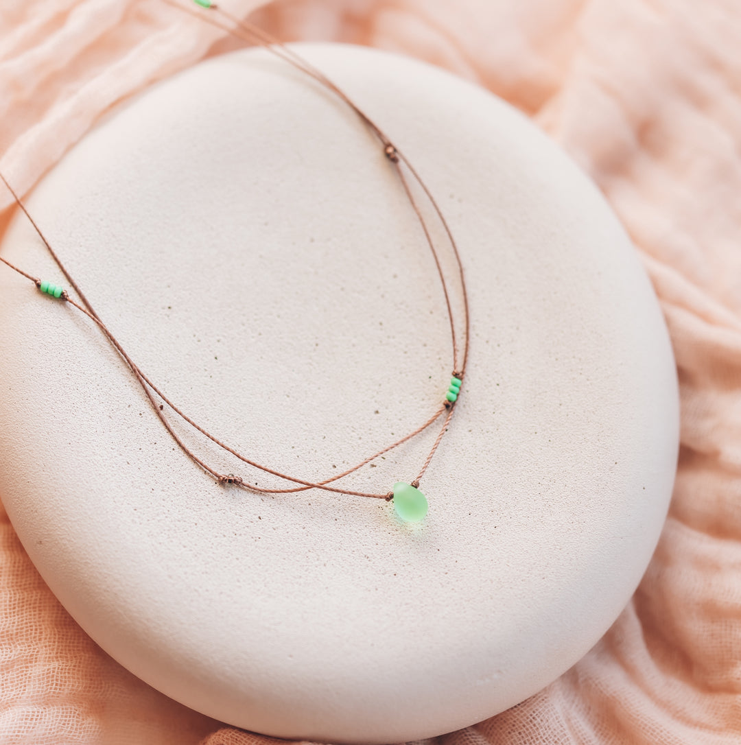 Layered Pastel Green Teardrop Necklace