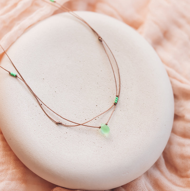 Layered Pastel Green Teardrop Necklace