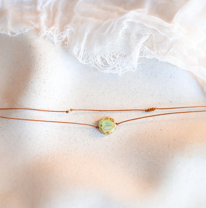 Layered Earthy Green Coin Pendant Necklace