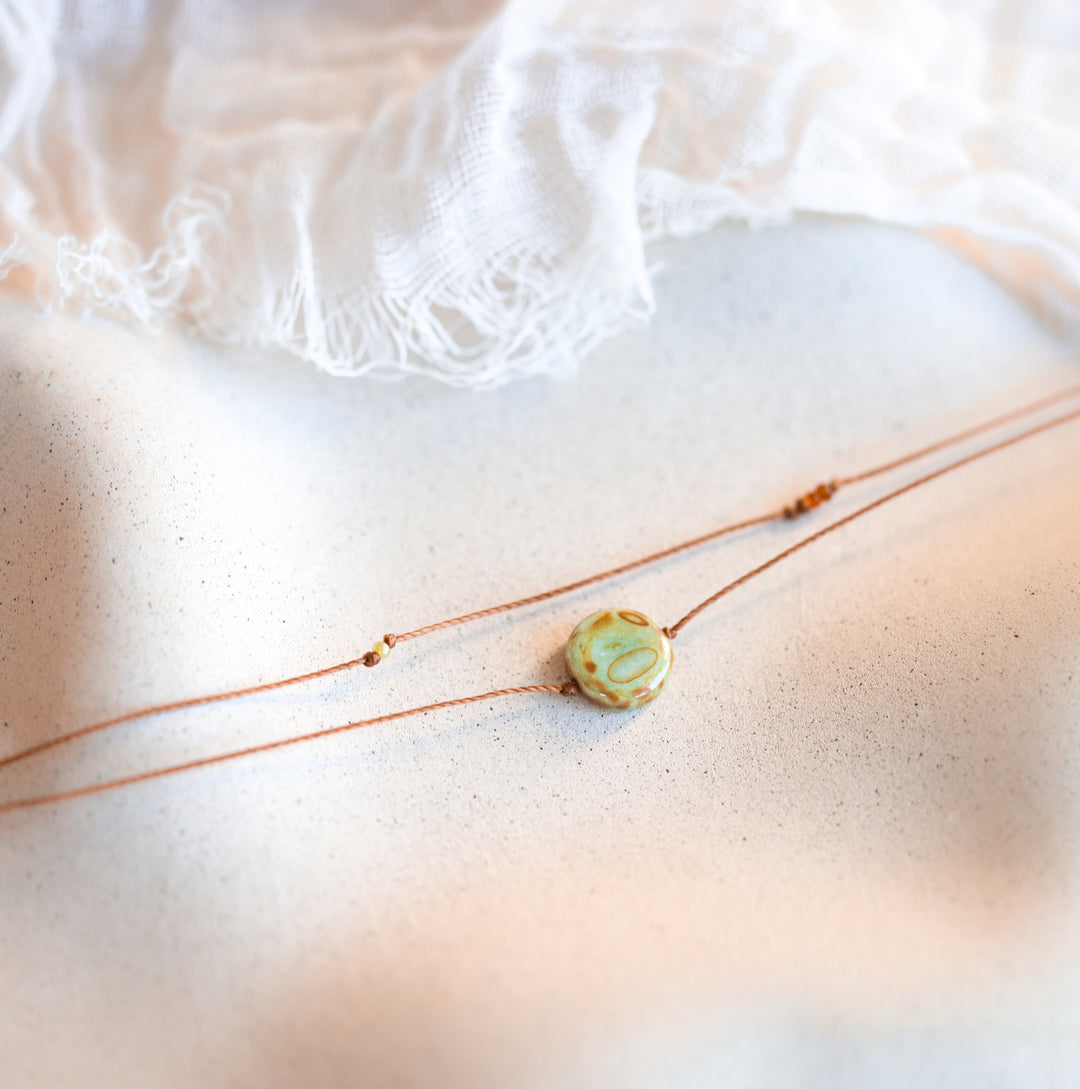 Layered Earthy Green Coin Pendant Necklace