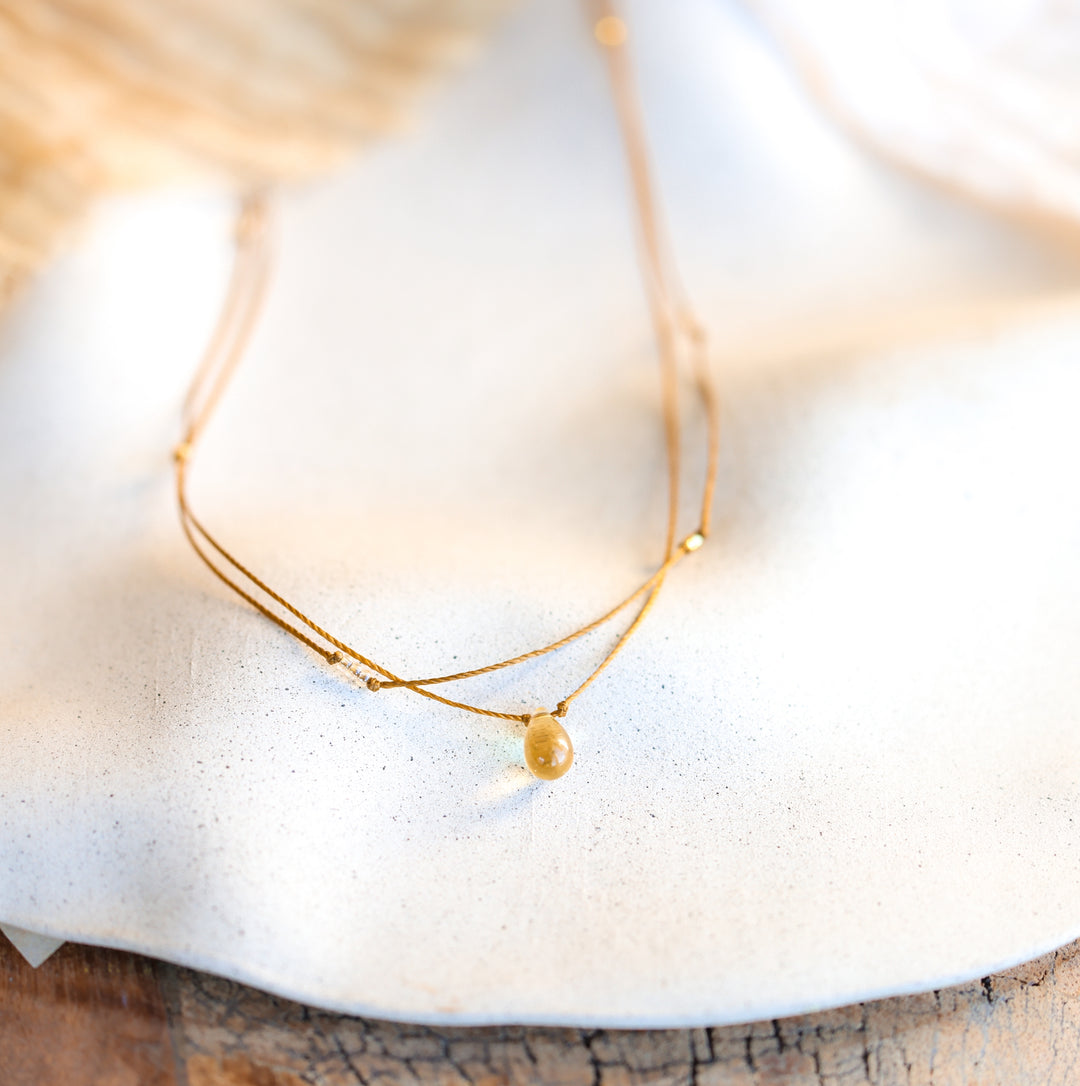 Drop of Honey Teardrop Layered Necklace