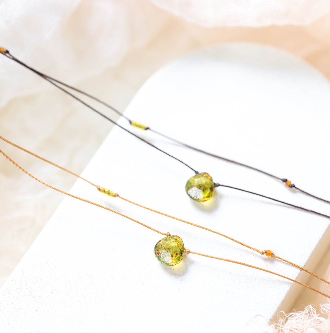 SYLVAN Mossy Green Drop Layered Choker Necklace