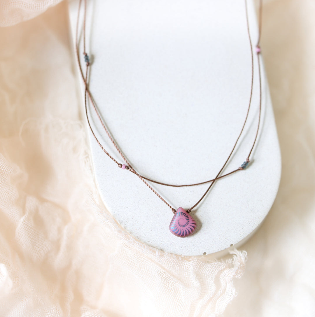 ANEMONE Pink Psychedelic Drop Layered Necklace