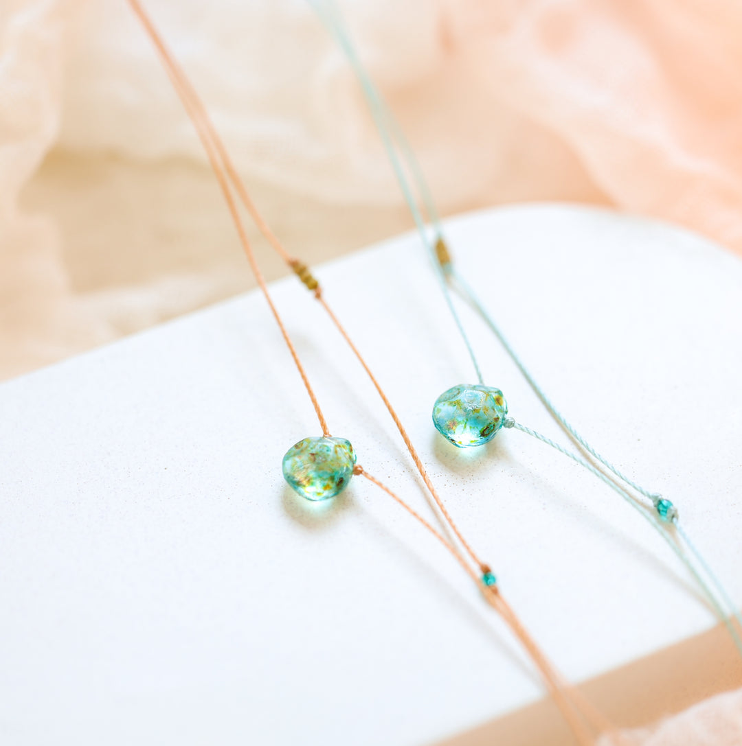 AQUA Terra Blue Drop Choker Necklace