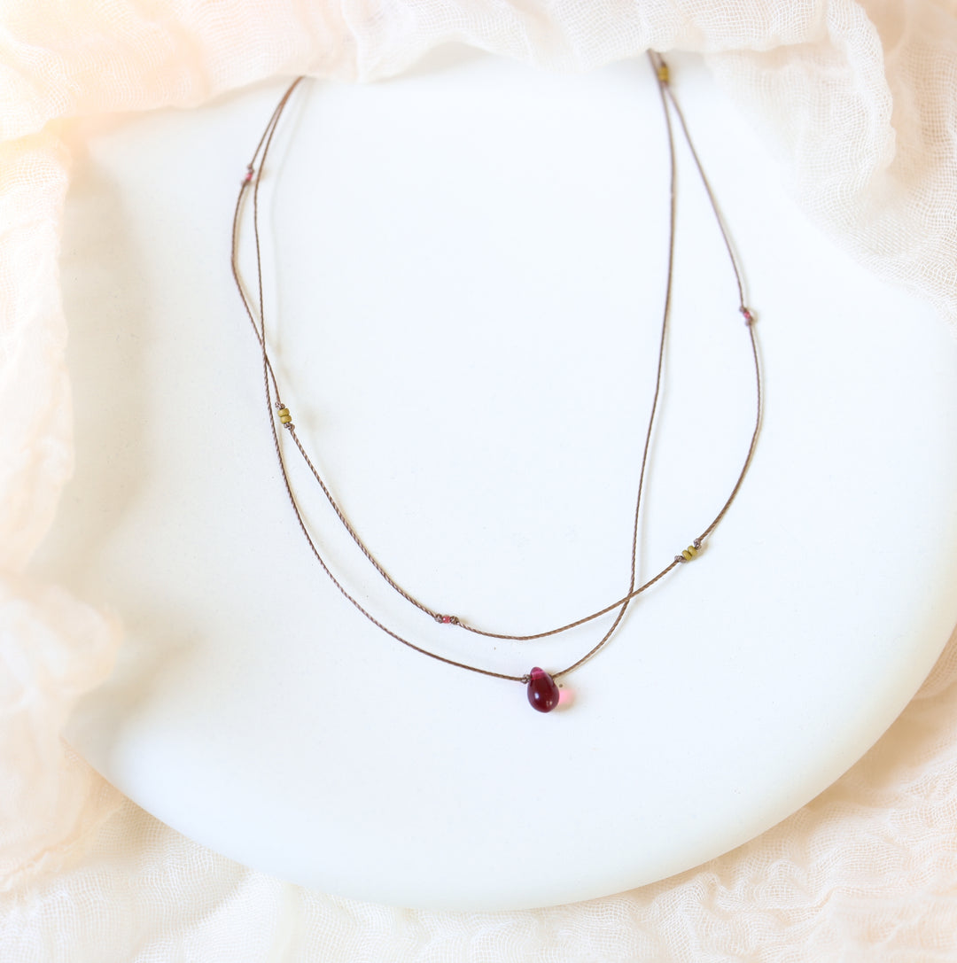 ELOISE Berry Pink Drop Layered Choker Necklace