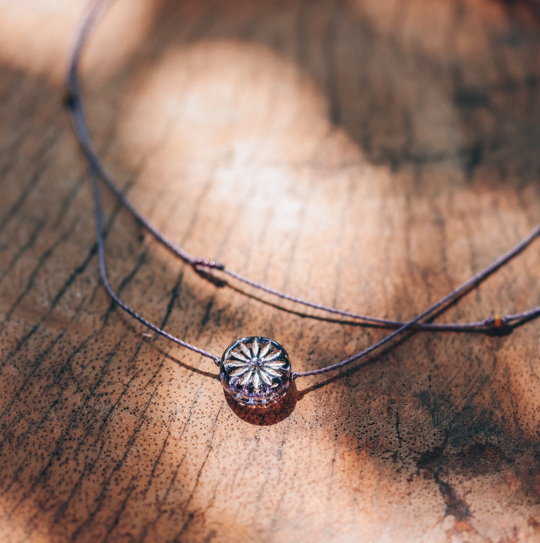LUNA Lilac Flower Coin Layered Choker Necklace
