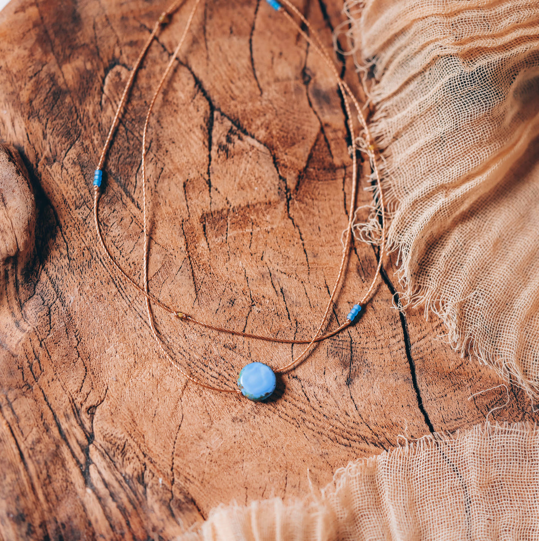 AERIS Blue Coin Layered Choker Necklace