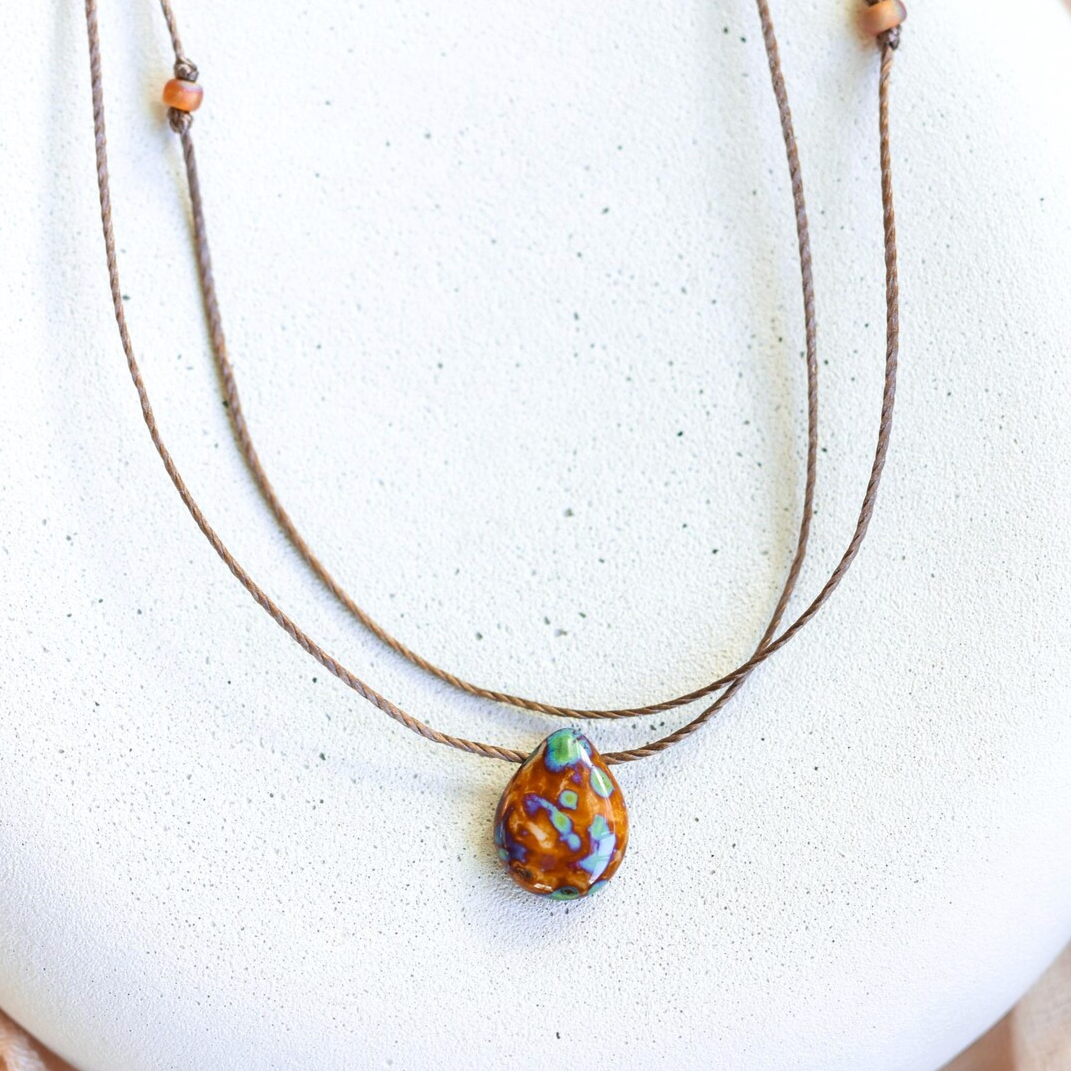 Rustic Hippie Tie Dye Pendant Necklace