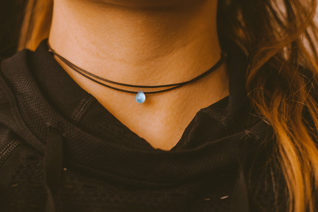 Blue Teardrop Choker Necklace - SAME SUN CO