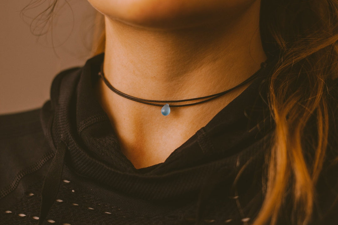 Blue Teardrop Choker Necklace - SAME SUN CO
