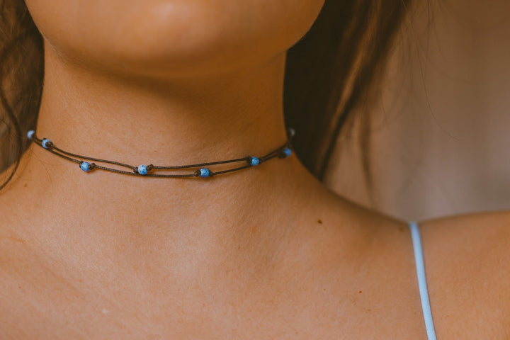 Hippie Blue Beaded Choker - SAME SUN CO