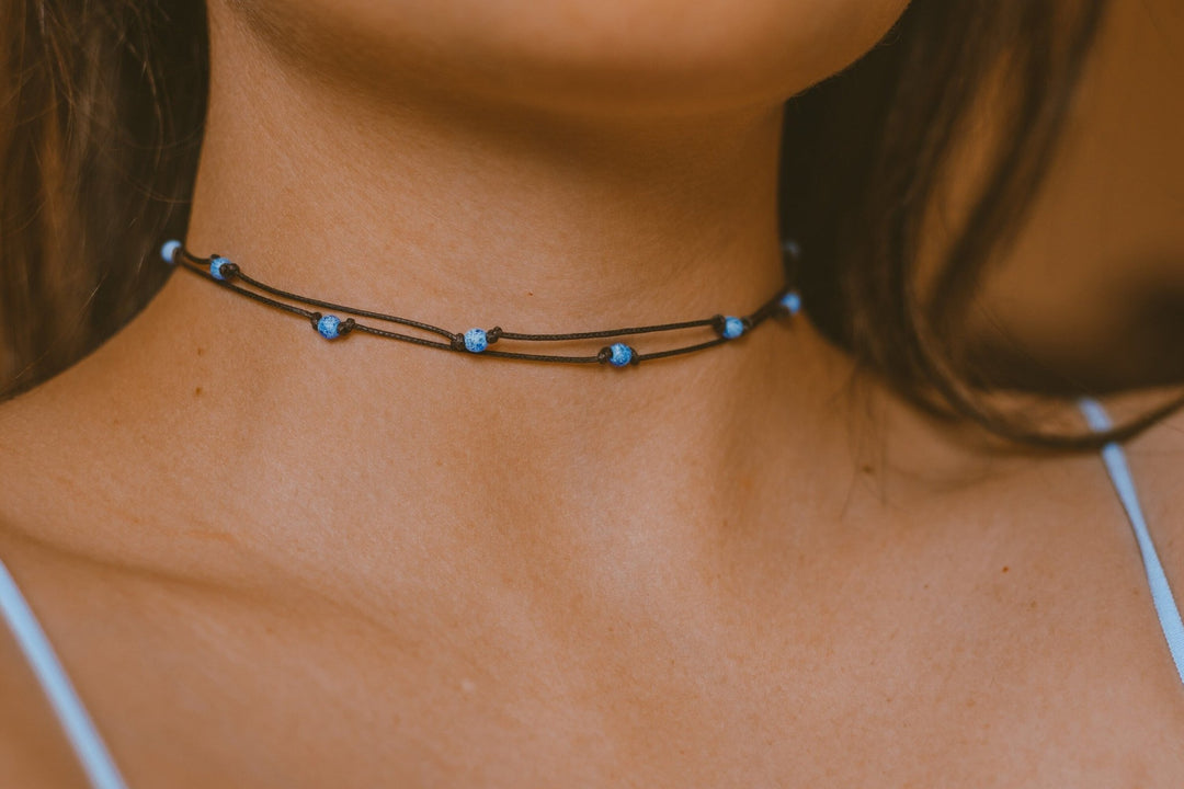 Hippie Blue Beaded Choker - SAME SUN CO