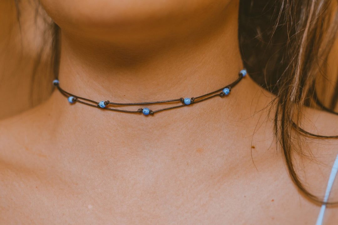 Hippie Blue Beaded Choker - SAME SUN CO
