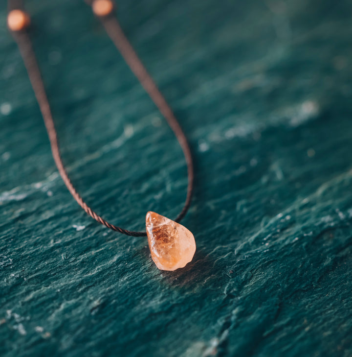 Golden Citrine Teardrop Necklace