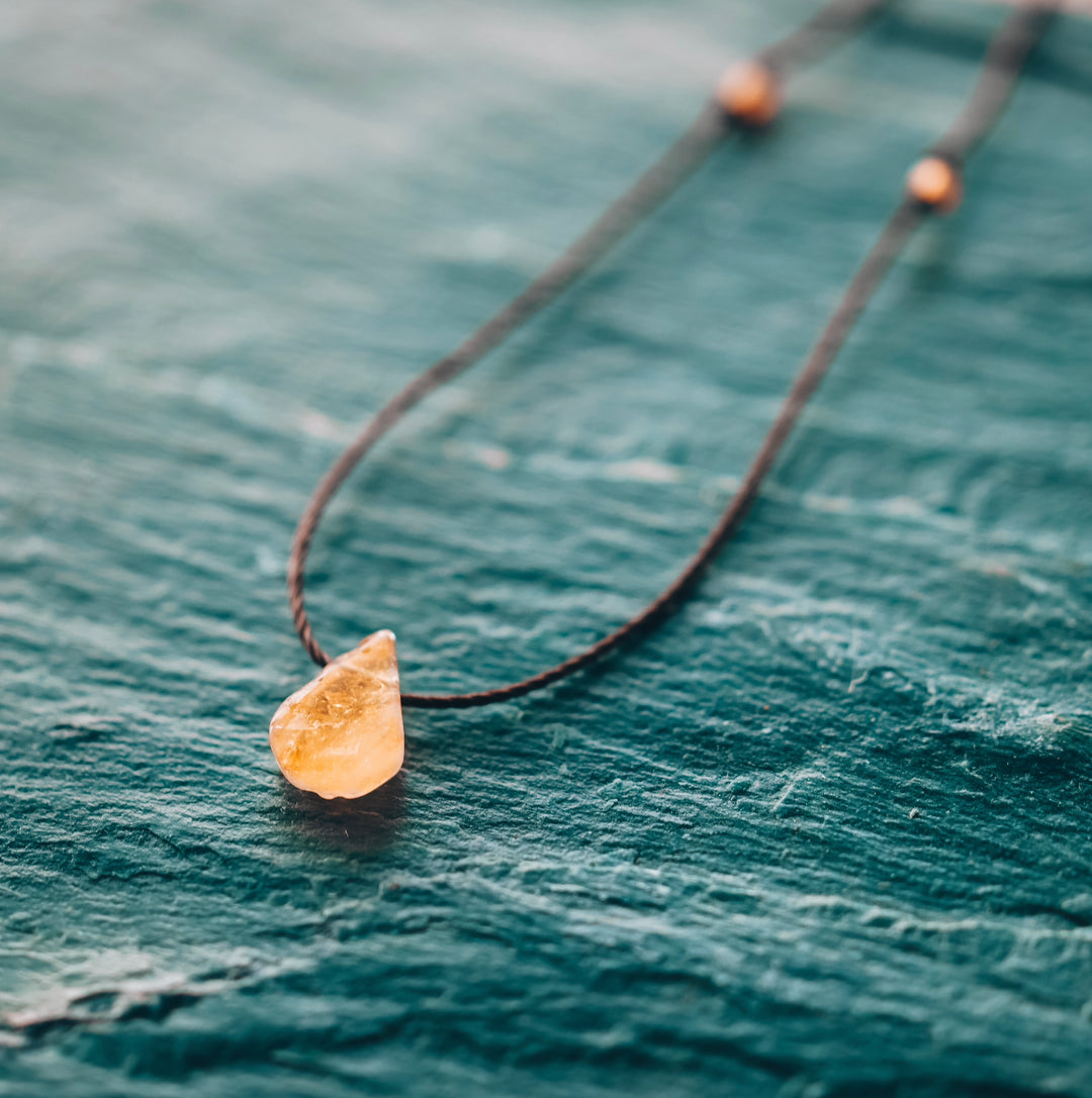 Golden Citrine Teardrop Necklace