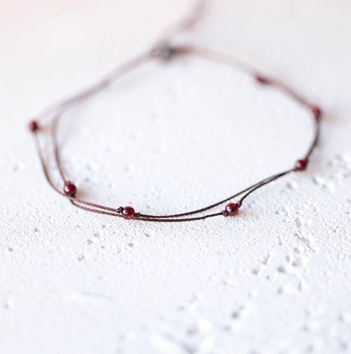 Layered Garnet Anklet