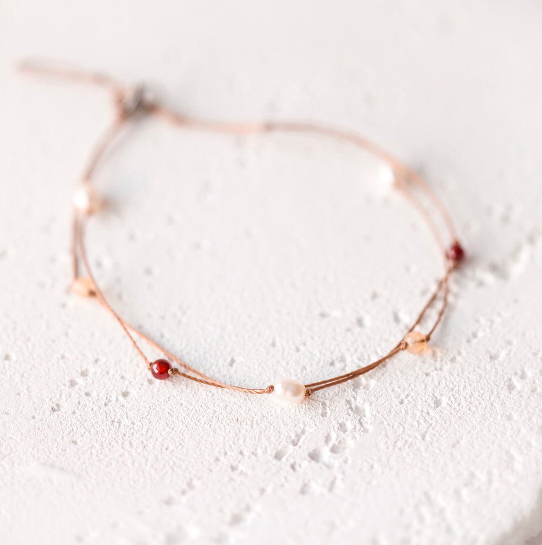 Layered Gemstone Anklet