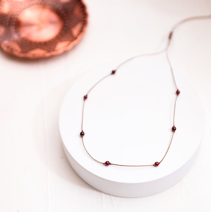 Beaded Garnet Choker Necklace