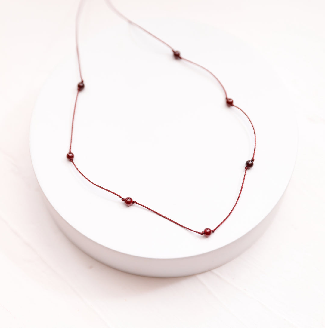 Beaded Garnet Choker Necklace