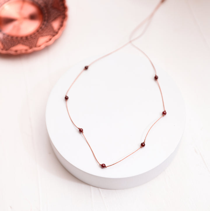 Beaded Garnet Choker Necklace