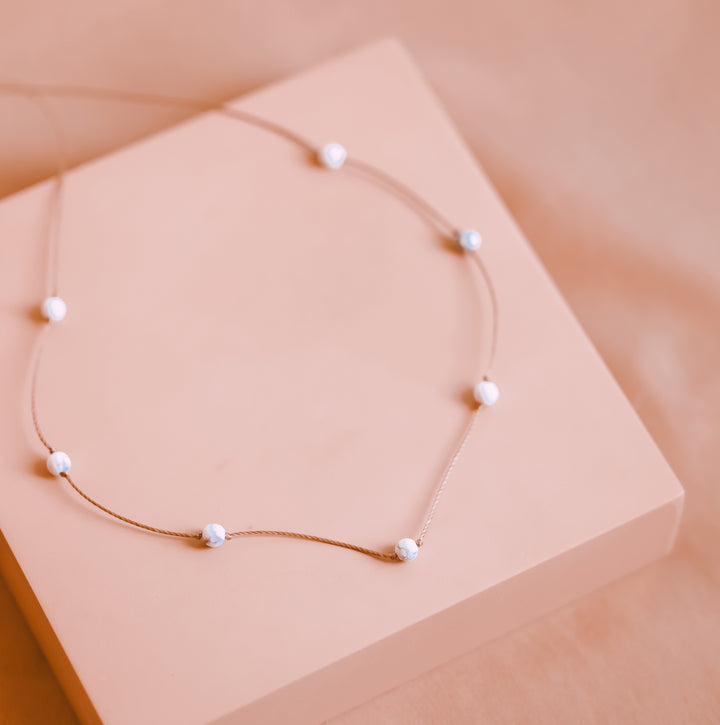 White Howlite Beaded Choker