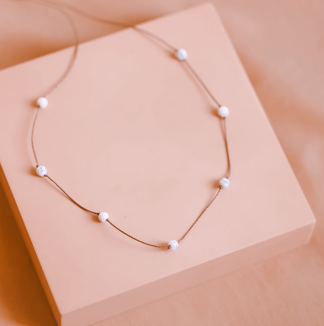 White Howlite Beaded Choker