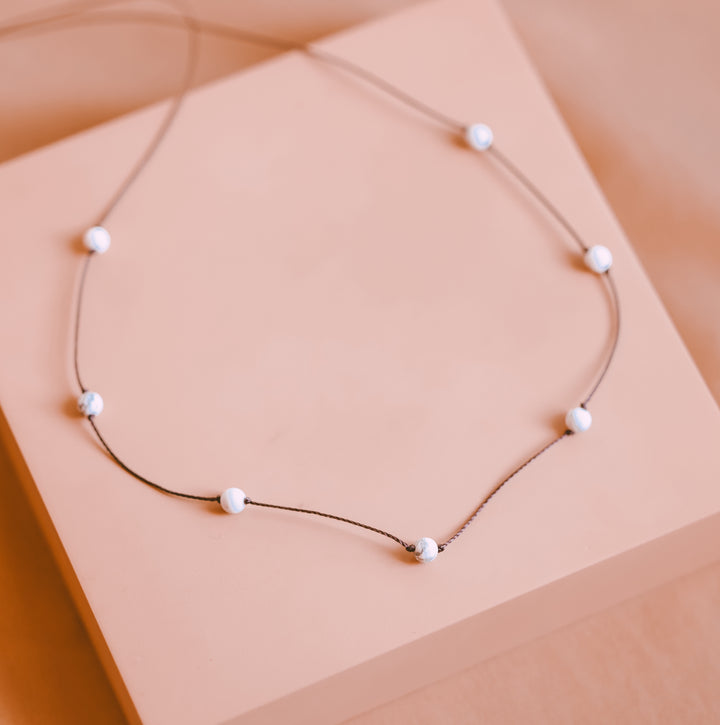 White Howlite Beaded Choker