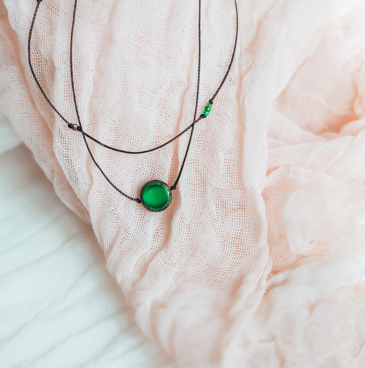 Hippie Green Coin Layered Necklace