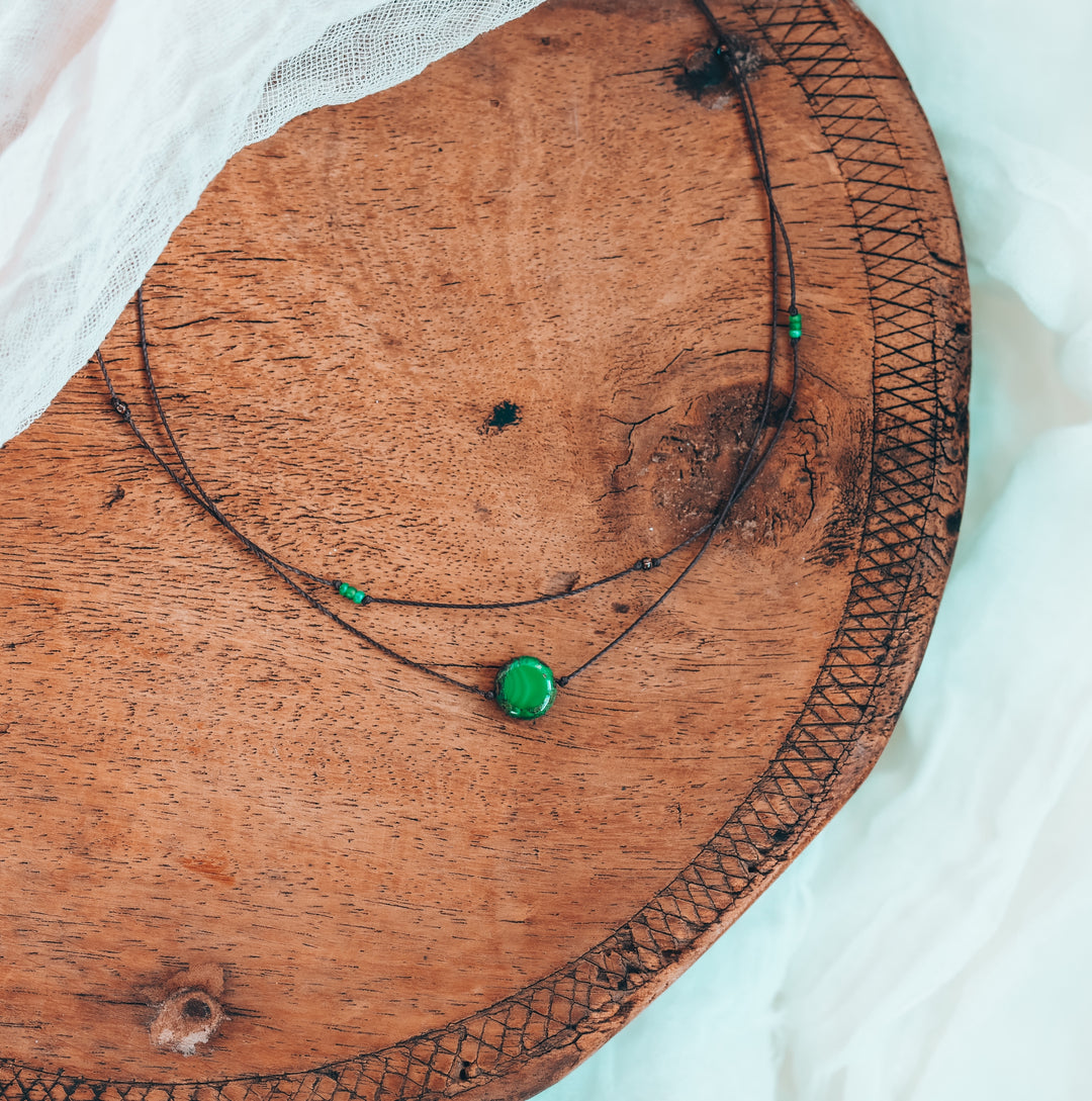 Hippie Green Coin Layered Necklace