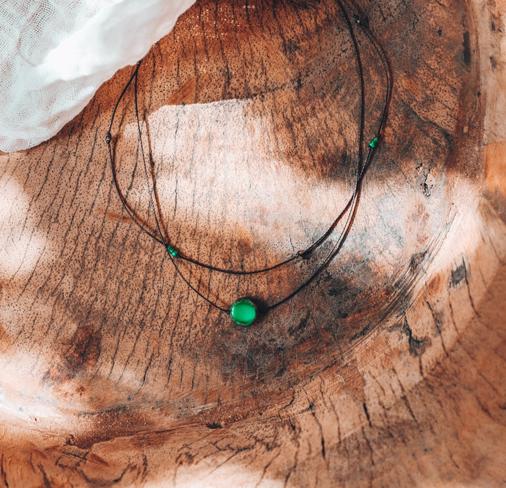 Hippie Green Coin Layered Necklace