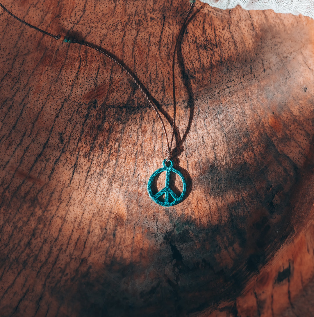 Rustic Hippie Peace Sign Necklace