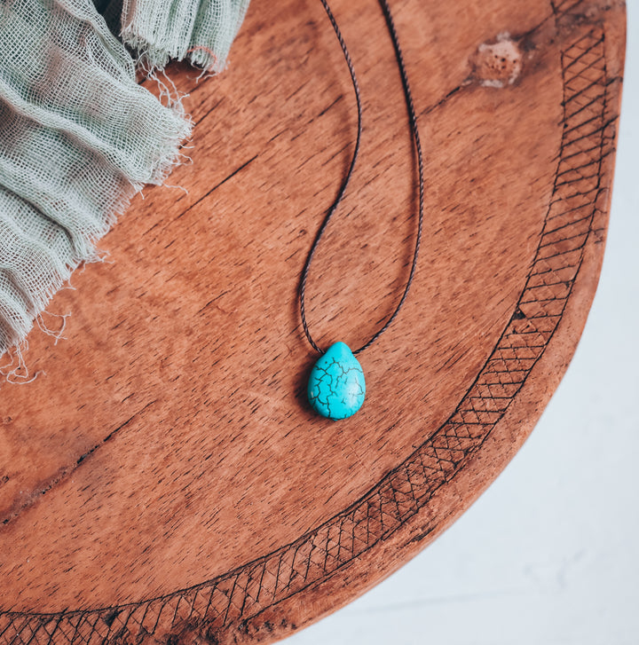 Turquoise Howlite Teardrop Necklace