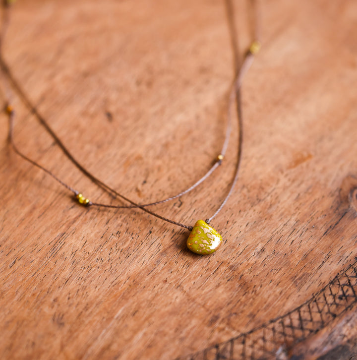 Golden Green Earthy Drop Layered Choker