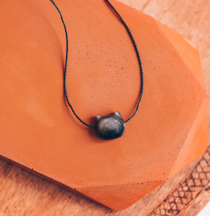 Black Cat Obsidian Necklace