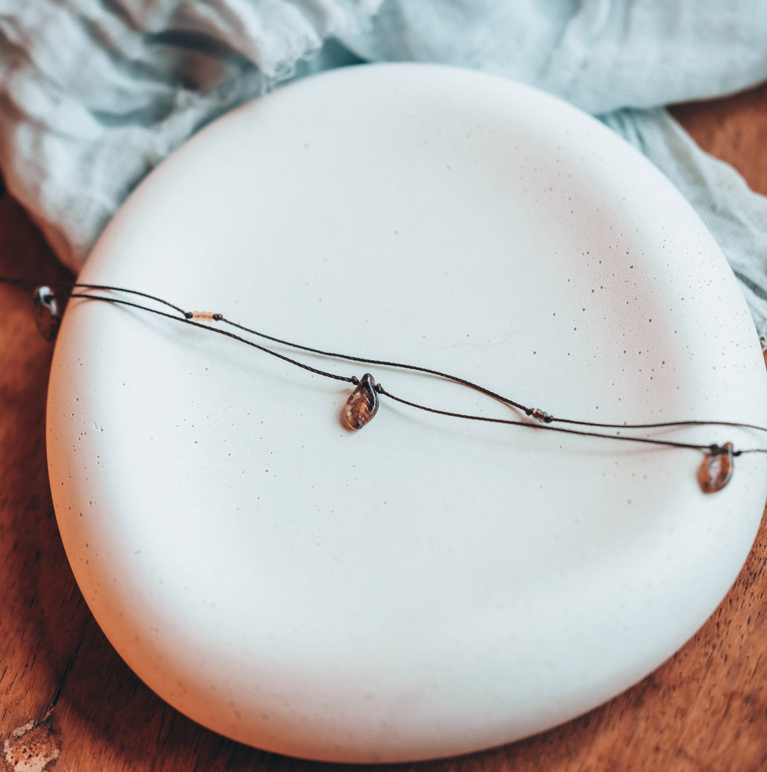 Rustic Brown Leaf Layered Choker Necklace