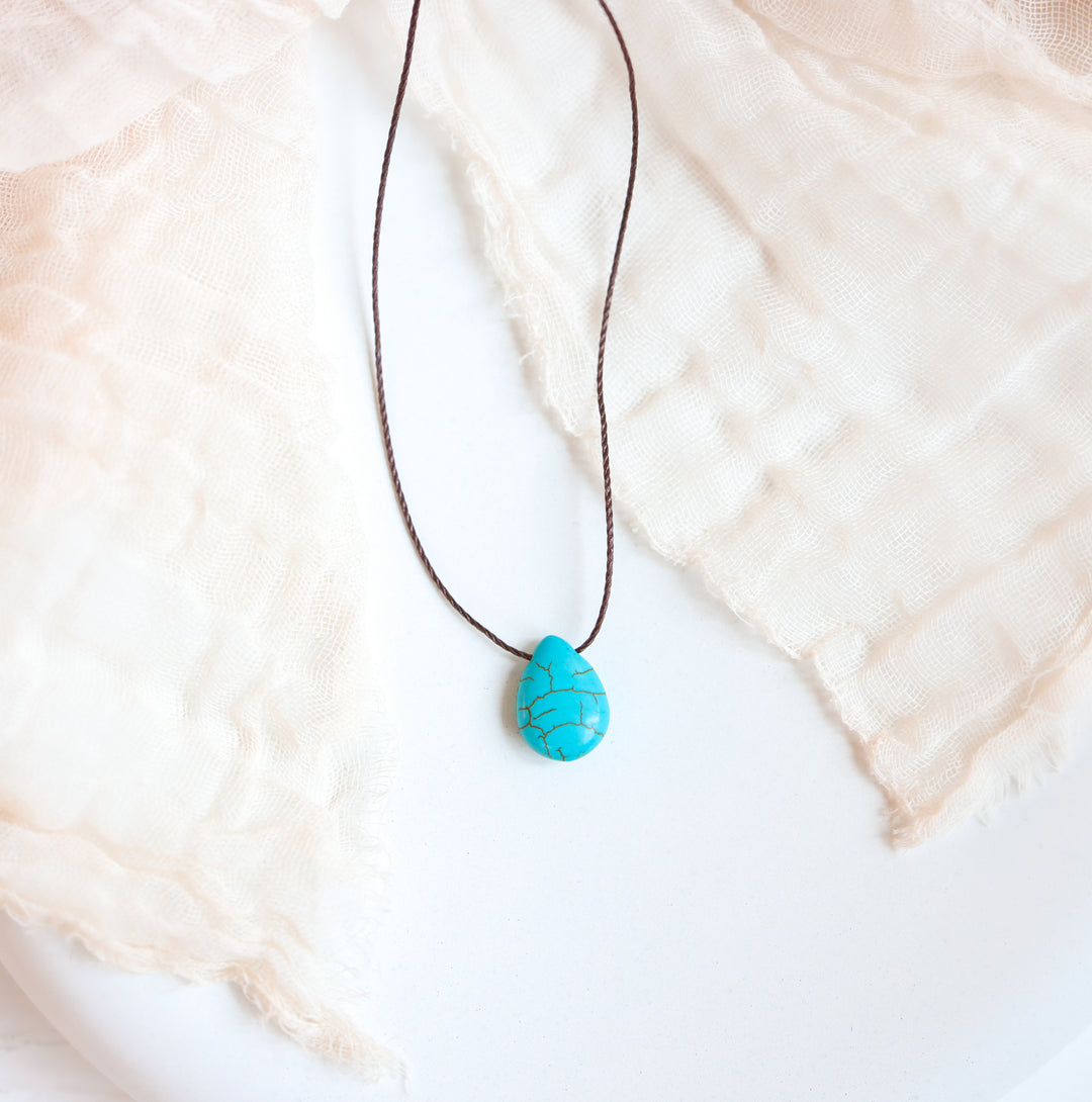 Turquoise Howlite Teardrop Necklace