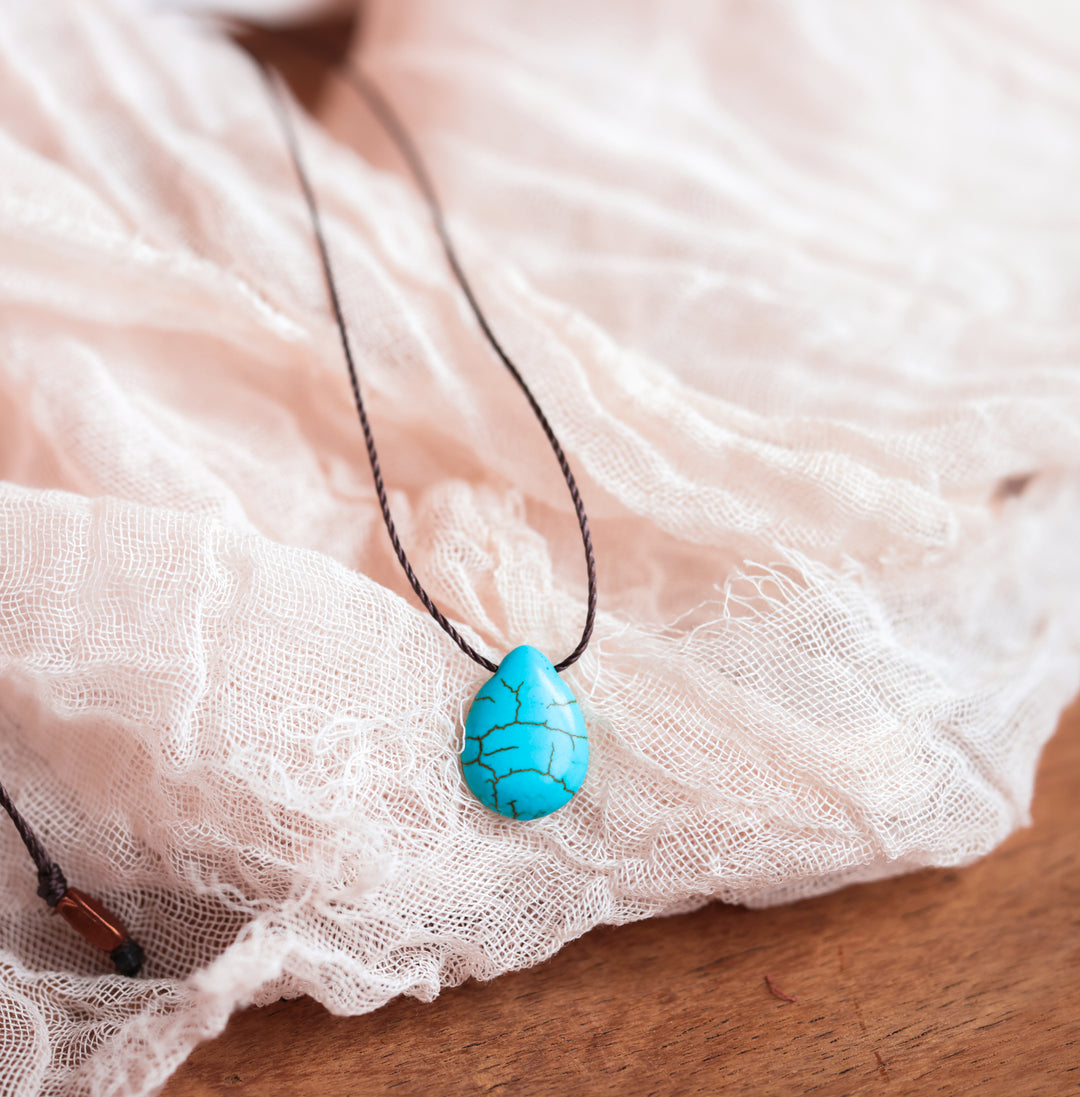 Turquoise Howlite Teardrop Necklace