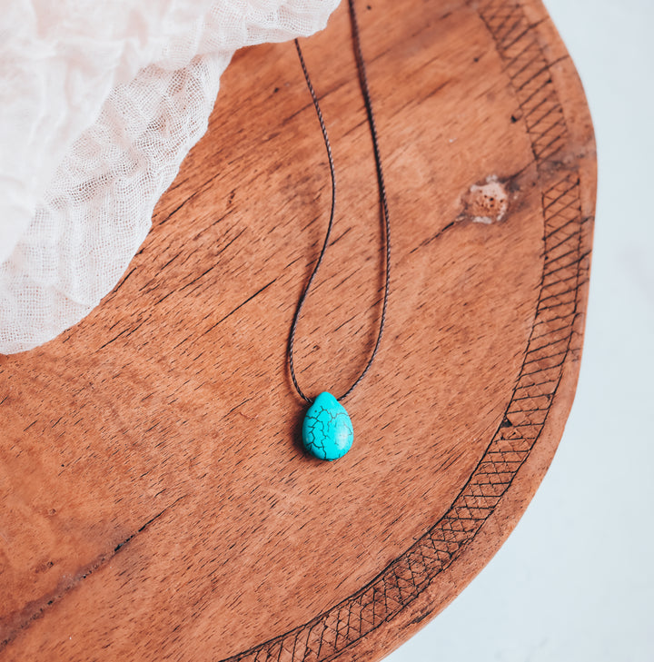 Turquoise Howlite Teardrop Necklace