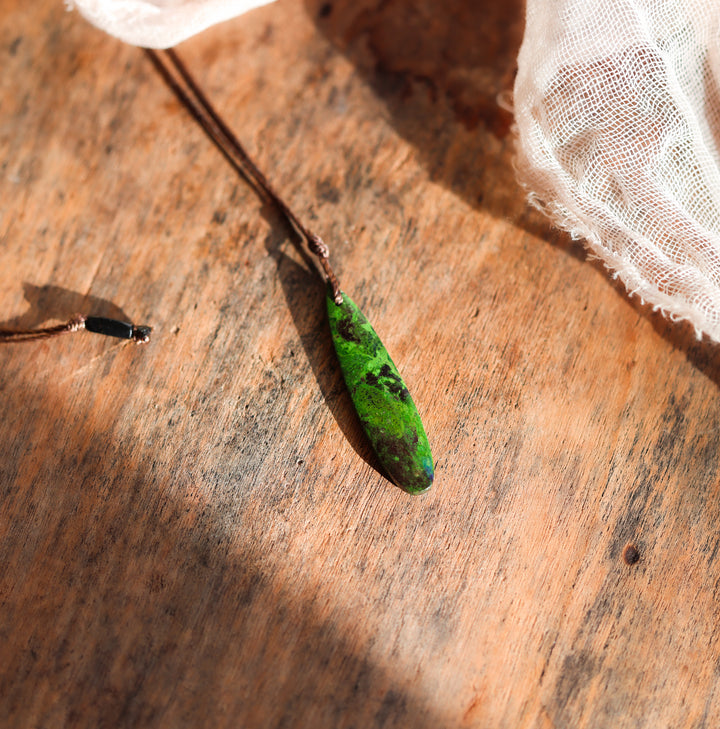 Earthy Green Chrysocolla Pendant Necklace