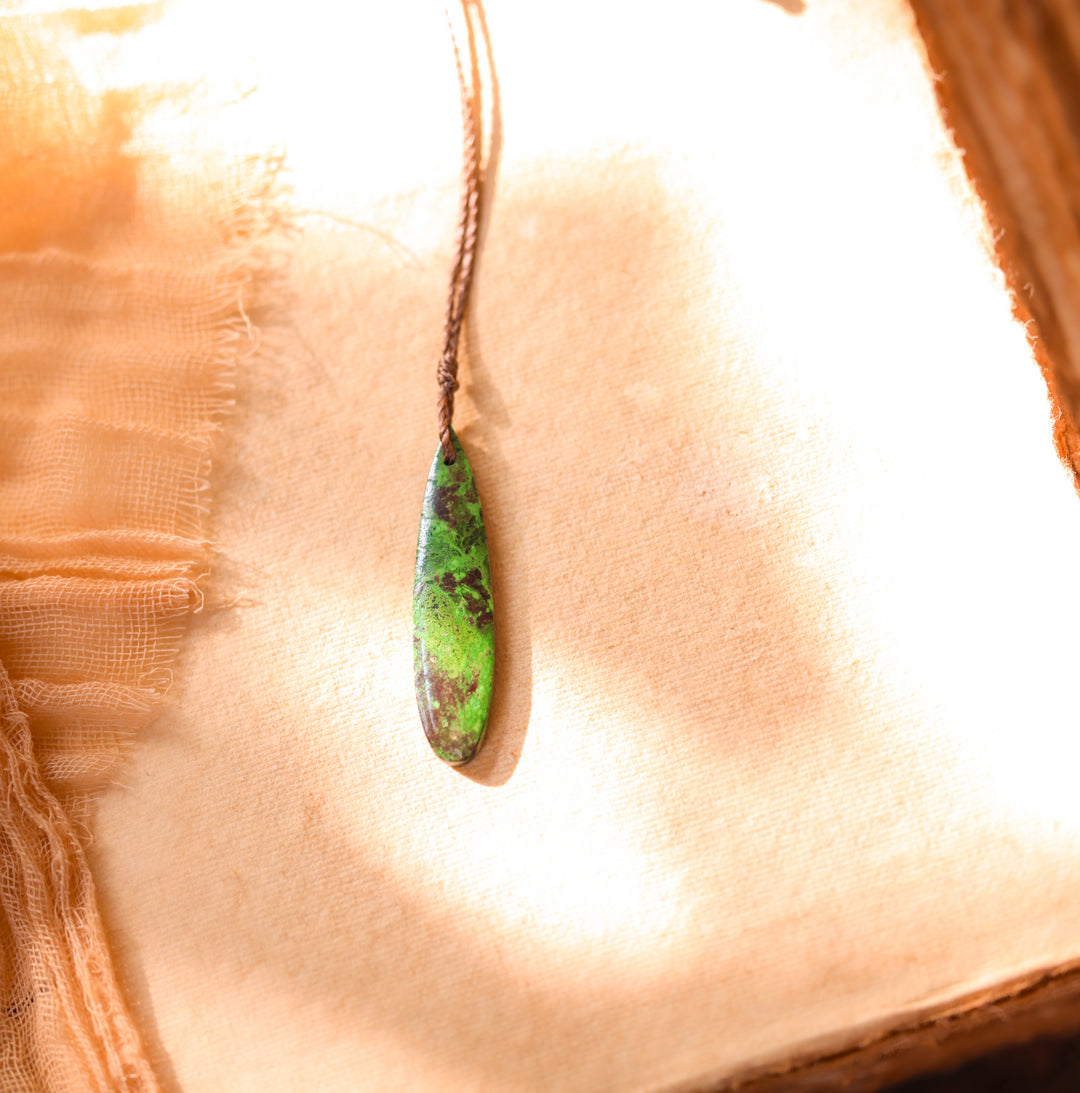 Earthy Green Chrysocolla Pendant Necklace