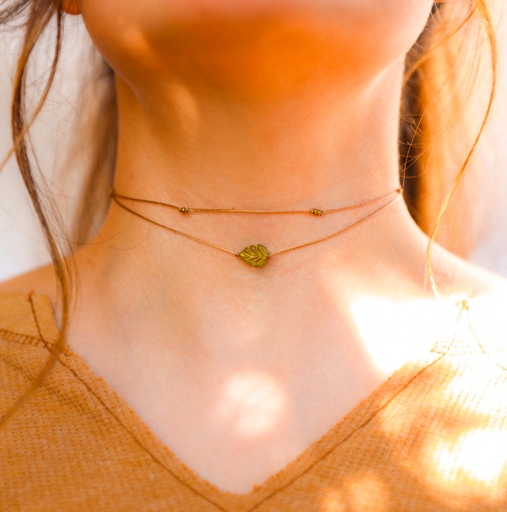 Whimsy Green Leaf Choker Necklace