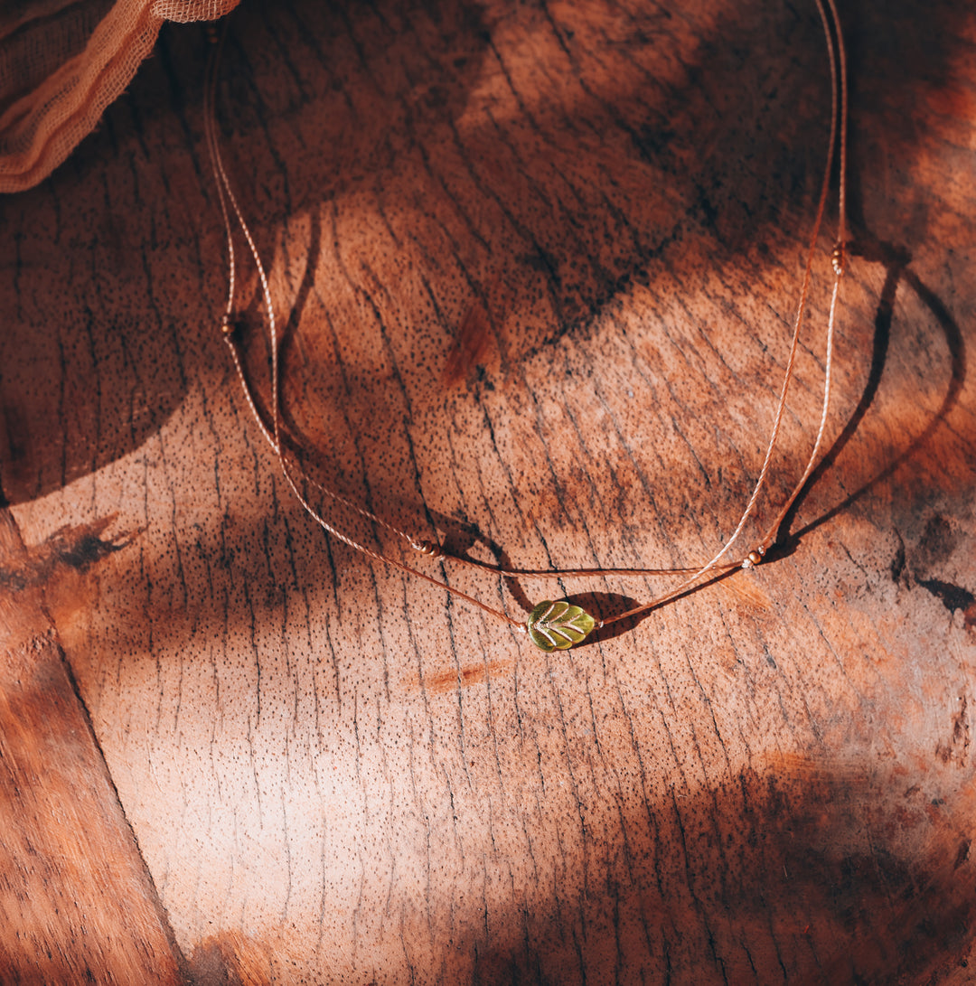 Whimsy Green Leaf Choker Necklace