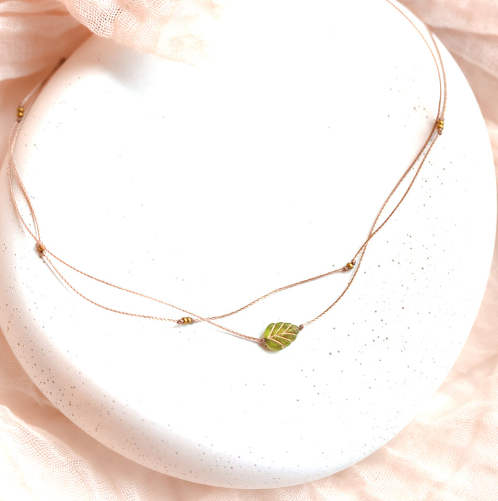 Whimsy Green Leaf Choker Necklace