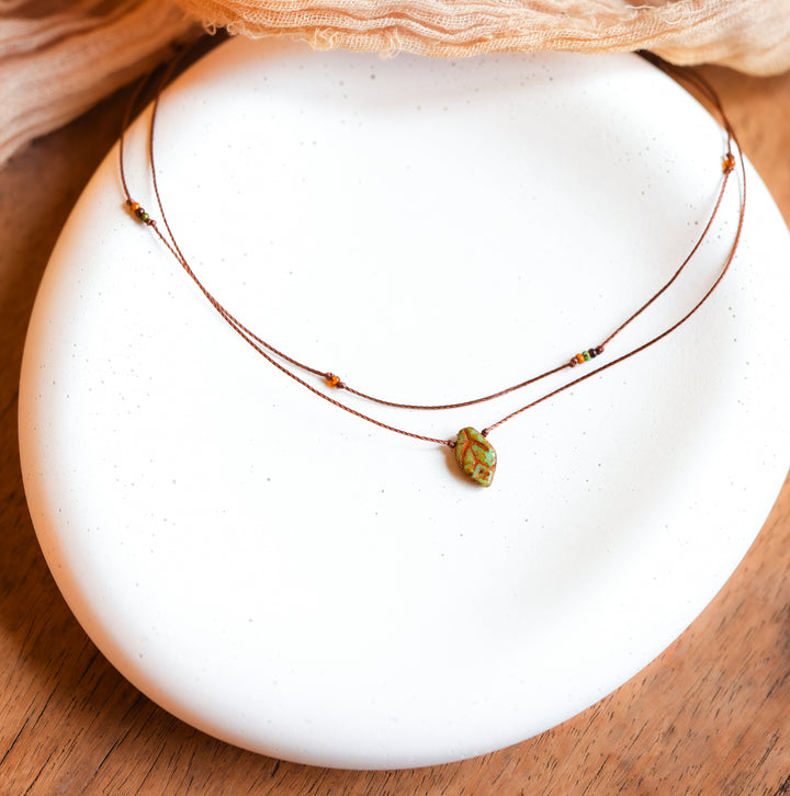 Rustic Leaf Layered Choker Necklace