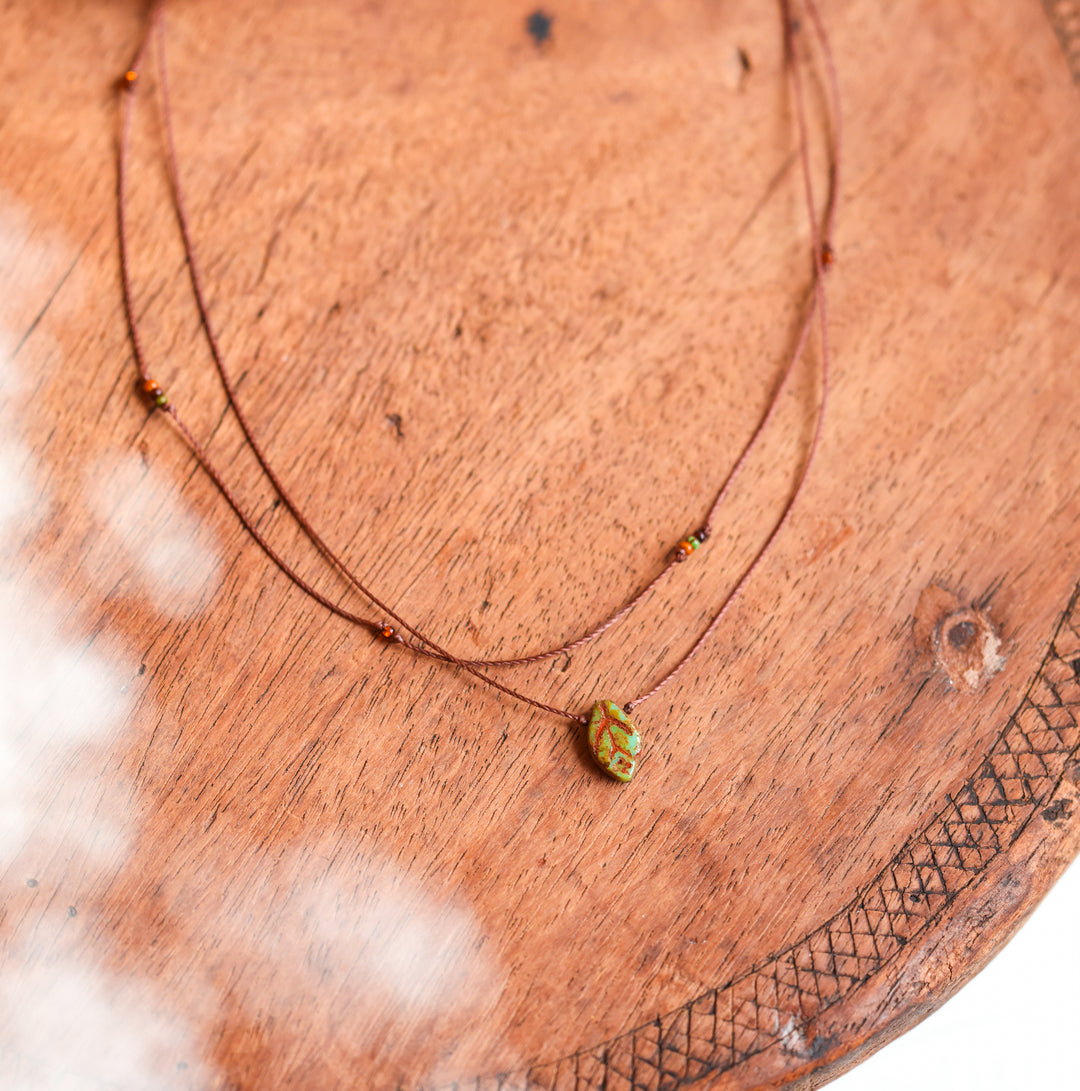 Rustic Leaf Layered Choker Necklace