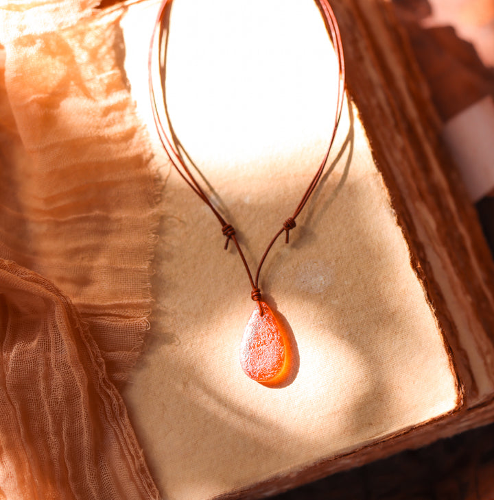 Peachy Iridescent Pendant Necklace