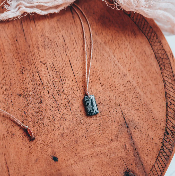 Snowflake Obsidian Pendant Necklace