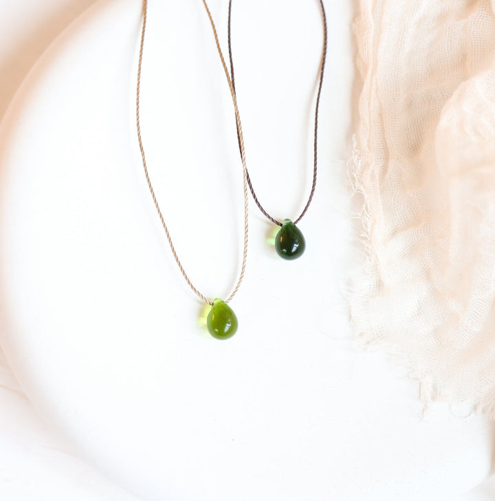 Green Teardrop Hippie Necklace